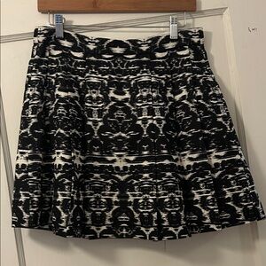 J. Crew Black and White Printed Skater Skirt